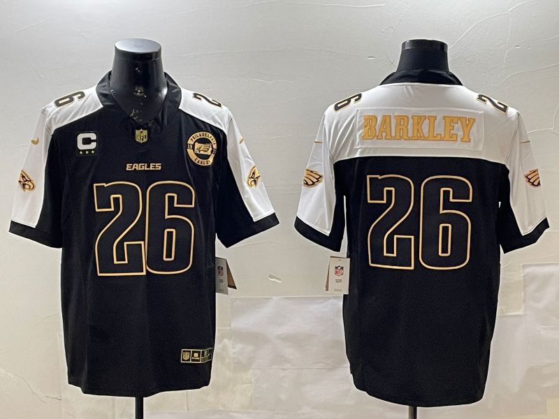 Men Philadelphia Eagles #26 Barkley Black Thanksgiving three generations 2025 Nike Vapor Limited NFL Jersey style 2